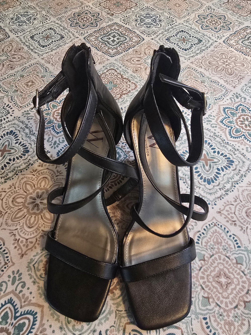 Worthington Women’s Black Strappy Ankle-Wrap Heeled Sandals